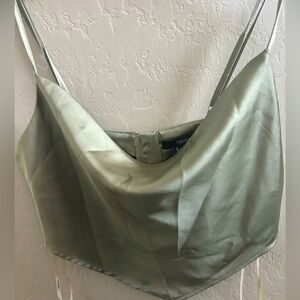 Forever21 Sage Green Satin Top